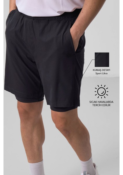 Antrasit İnce Yumuşak Standart Fit Erkek Taytlı Şort - 81287