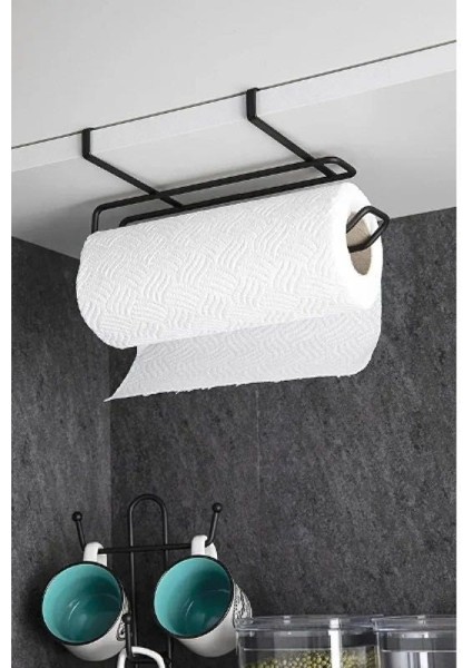 Siyah Dolap Içi Rulo Kağıt Havluluk Askı