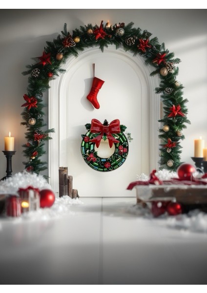 Yeşil Yeni Yıl Çelenk Broş, Şık ve Modern Tasarım, Kolay Kullanım