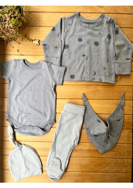 Moinoi Ay Desenli 5'li Hastane Çıkışı-Gri