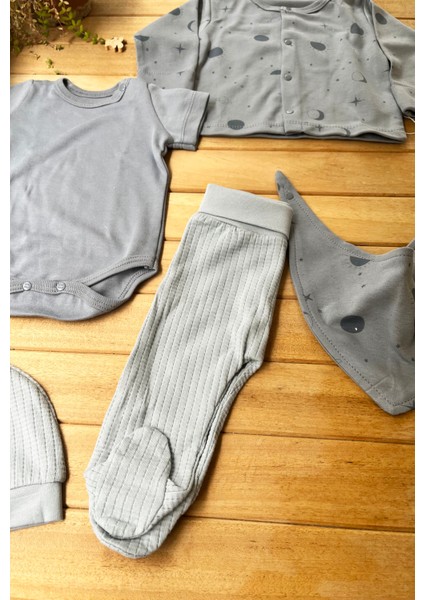 Moinoi Ay Desenli 5'li Hastane Çıkışı-Gri