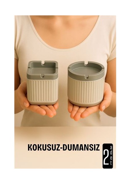 Kokusuz Dumansız Küllük - 2 Li Küllük Seti Kafe Küllüğü Restoran Küllüğü Masaüstü Küllük