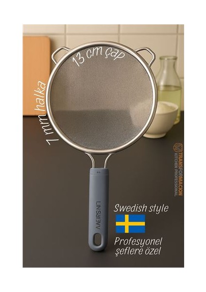 Hsnet Inox Isveç Dizayn Süzgeç - 7 mm Kalınlık Halka 304 Çelik Profesyoneller Için