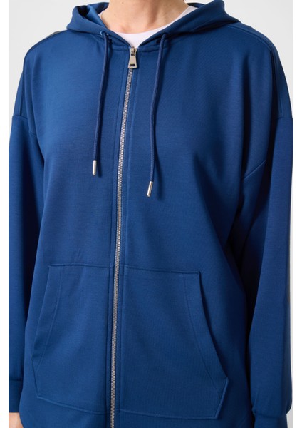 Parlament Yumuşak Dokulu Kapüşonlu Oversize Kadın Tunik Sweatshirt - 97302