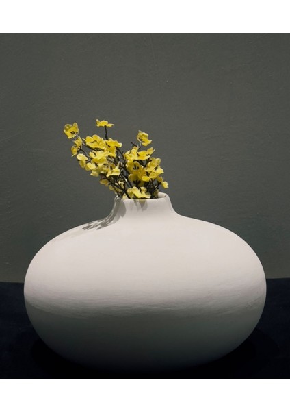Minimalist Yuvarlak Seramik Vazo – 25X16 cm Dekoratif Ev ve Ofis Aksesuarı modelleri