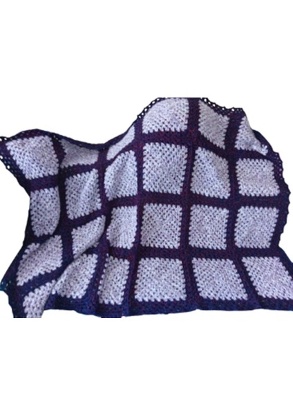 El Örgüsü Renkli Patchwork Büyük Boy Battaniye (135X195)