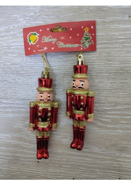 Kırmızı 15 cm Kurşun Asker 2'li Set, Şık ve Eğlenceli Yılbaşı Süsleri fiyatları