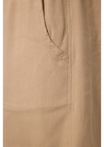 Koyu Bej Standart Fit Dokuma Hafif Esnek Chino Erkek Şort - 81289