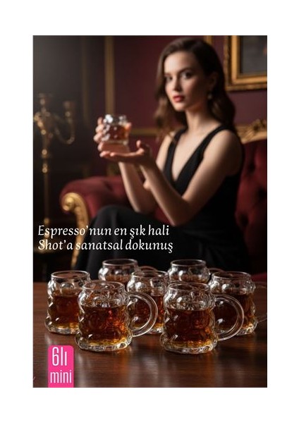 Bubble Espresso & Shot Bardak Borosilikat Cam – 6'li Set (6x5 Cm)