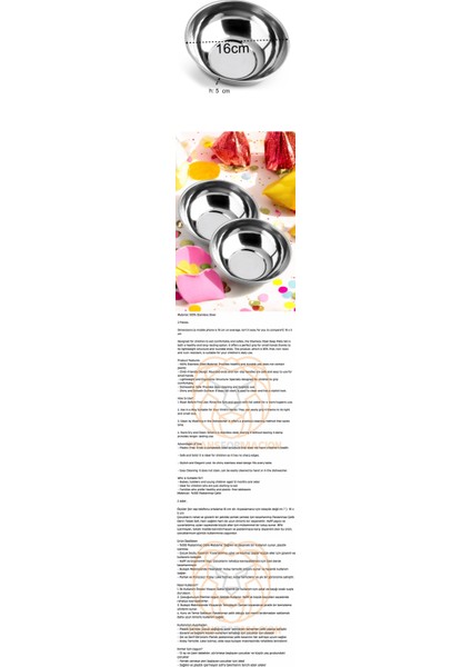 Turk Derin Çocuk Tabağı Güvenli Kenarlı Çelik 2 Adet 16 cm fiyatları