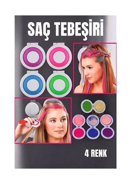 Hsnet 4 Renk Geçici Saç Tebeşir Seti