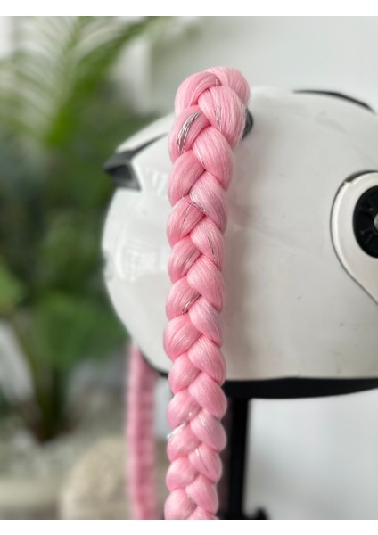 Motor & Motosiklet Pembe Simli Çift Örgü Saç Kask Dış Aksesuarı fiyatları