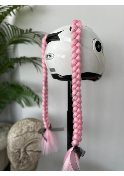 Motor & Motosiklet Pembe Simli Çift Örgü Saç Kask Dış Aksesuarı modelleri