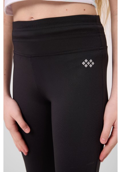 Siyah Esnek Standart Fit Basic Performans Ispanyol Paça Kız Çocuk Tayt - 75193