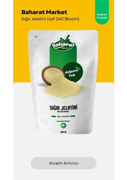Sığır Jelatini (Saf) 200GR (240 Bloom) Toz Jelatin
