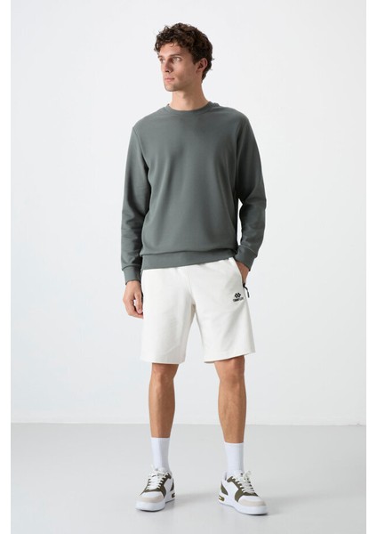 Standart Fit Basic O Yaka 3lü Paket Siyah-Lacivert-Çağla Erkek Sweatshirt 88053