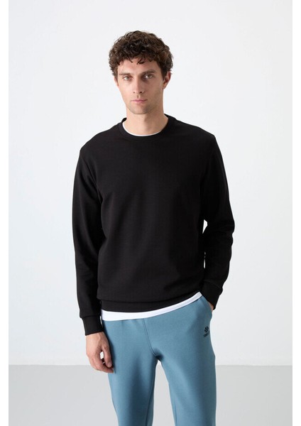 Standart Fit Basic O Yaka 3lü Paket Siyah-Lacivert-Çağla Erkek Sweatshirt 88053