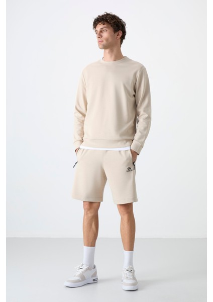 Standart Fit Basic O Yaka 3lü Paket Siyah-Bej-Çağla Erkek Sweatshirt 88053