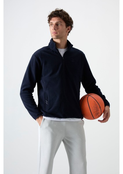 Dik Yaka Yarım Fermuarlı 2li Paket Lacivert-Gri Melanj Erkek Polar Sweatshirt - 87891 fiyatları