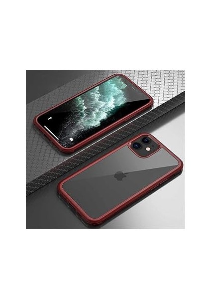 Zore 10528 11 ile Uyumlu Için Kılıf Dor Silikon Temperli Cam Kapak, Kırmızı