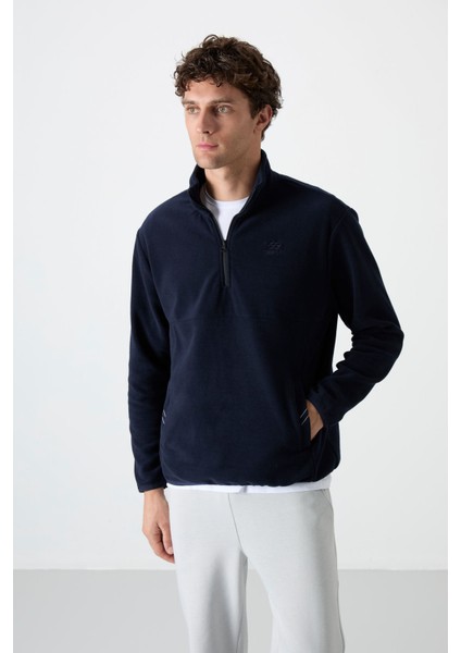 Dik Yaka Yarım Fermuarlı 2li Paket Lacivert-Gri Melanj Erkek Polar Sweatshirt - 87891 fırsatları