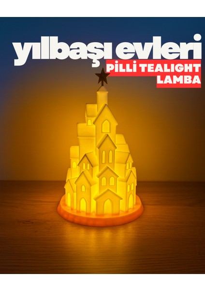 Pilli Tealight Beyaz Yılbaşı Evleri Işıklandırma, Sıcak Atmosfer Yaratır