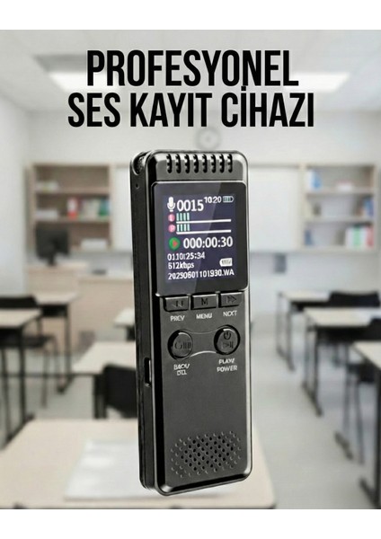 Yeni Model Metal Kasalı HS30 Profesyonel Ses Kayıt Cihazı Uzun Kayıt Süresi Büyük LED Ekranlı Okul Ders Not,toplantı, Röportaj