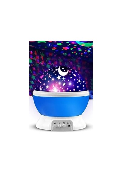 Gaman Ay ve Yıldızlı Gökyüzü Yansıtmalı Dönen Projeksiyon Gece Lambası - Çocuk Bebek Odası Çok Renk