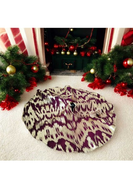 Bordo Renkli, Gold Varak Desenli, 65 cm Yılbaşı Çam Ağacı Altı Örtüsü fiyatları