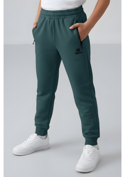 Orman Yeşili Fermuarlı Standart Fit Erkek Çocuk Eşofman Alt - 64042 modelleri