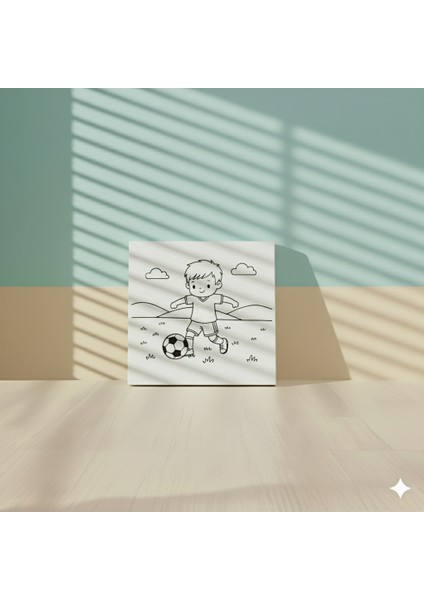 Çocuklar Için Sevimli Futbolcu Figürlü Tuval Eğitici Eğlenceli Boyama Seti modelleri