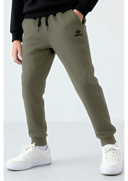 Haki Standart Fit Manşetli Ince Erkek Çocuk Eşofman Alt - 11205 fiyatları