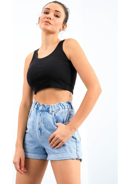 Basic U Yaka 5li Paket Kadın Crop Top Atlet - 97162 indirimleri