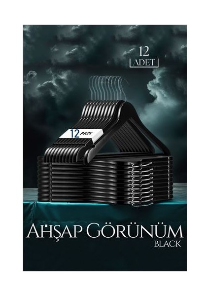 Hsnet Siyah Ahşap Görünüm 12 Li Askı Seti Schönbuch