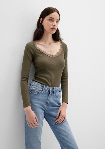 Uzun Kollu Haki Tişört 1613851-87538 fiyatları