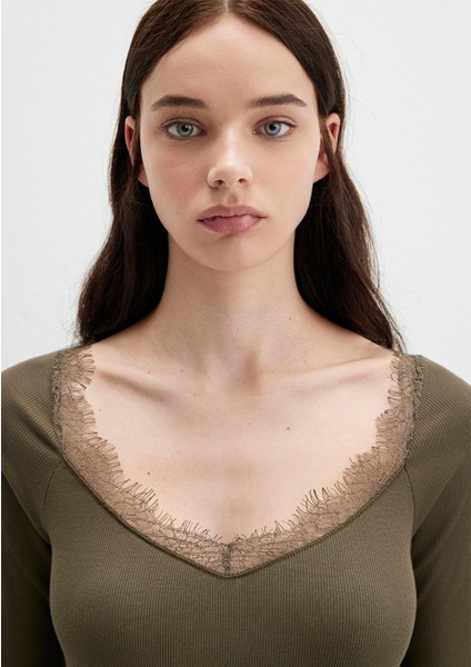 Uzun Kollu Haki Tişört 1613851-87538 indirimleri