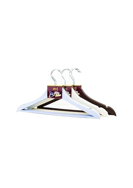 Decobella 3'lü Ahşap Görünümlü Plastik Askı, 44 x 23 x 3 cm