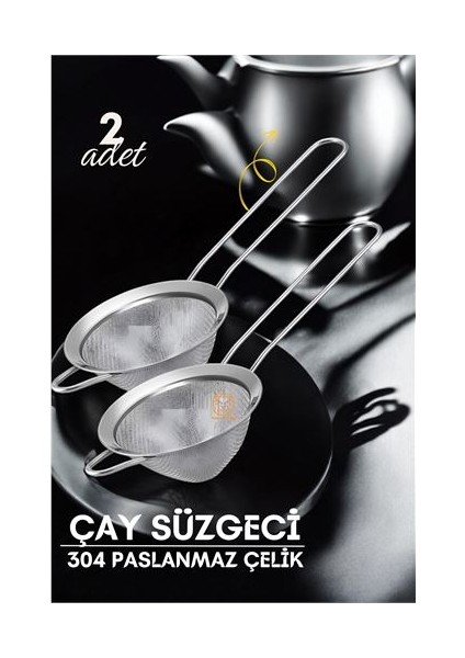 Turk Klasik Çay Süzgeci 304 Paslanmaz Çelik 2 Adet