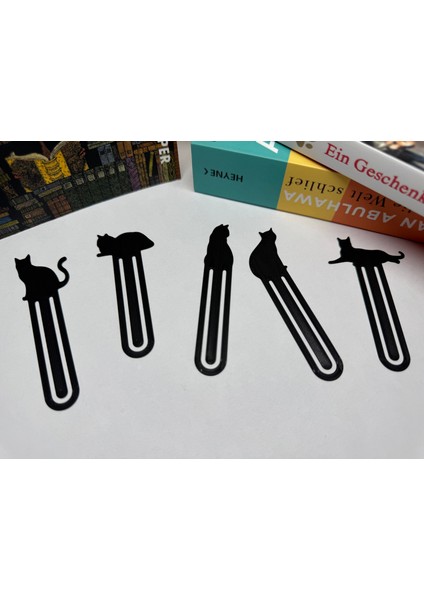 Minimal 5'li Kedi Kitap Ayracı