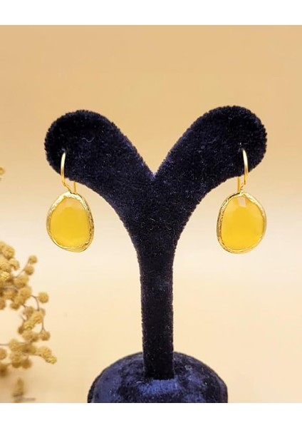 Sarı Kedi Gözü Sıvama Altın Kaplama Oval Küpe fırsatları