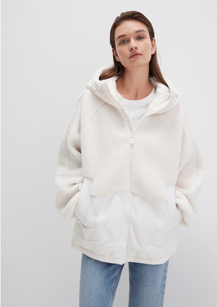Peluş Detaylı Kapüşonlu Ekru Ceket 1110215-80194 fiyatları