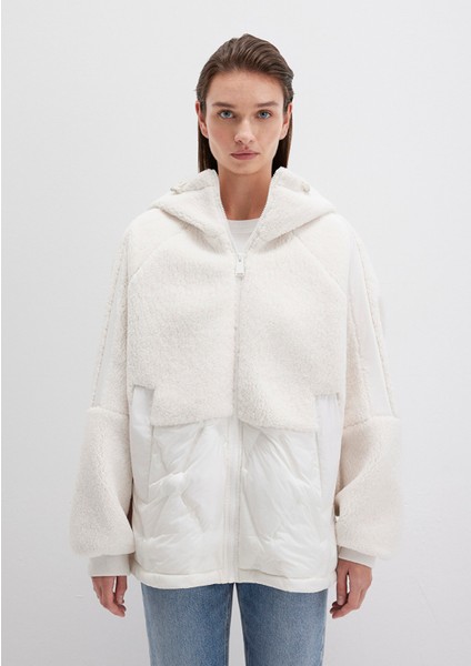 Peluş Detaylı Kapüşonlu Ekru Ceket 1110215-80194 fırsatları