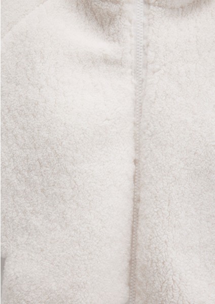 Peluş Detaylı Kapüşonlu Ekru Ceket 1110215-80194