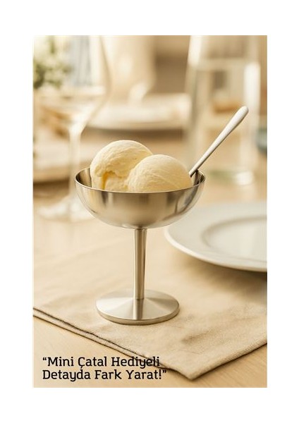 Hsnet Gümüş Inox Çelik Ayaklı Dondurma ve Sunum Kasesi – Tatlı Lokum ve Sunum Kabı