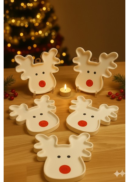 Geyik Figürlü 5’li Sunum Tabağı Seti – 17×17 cm El Yapımı Özel Tasarım fırsatları