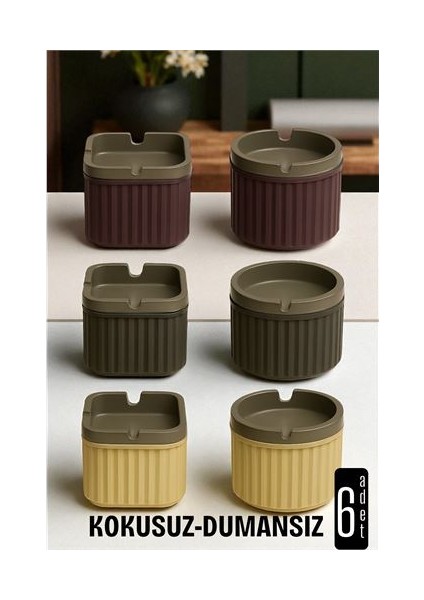 Kokusuz Dumansız Küllük - 6 Li Küllük Seti Kafe Küllüğü Restoran Küllüğü Masaüstü Küllük