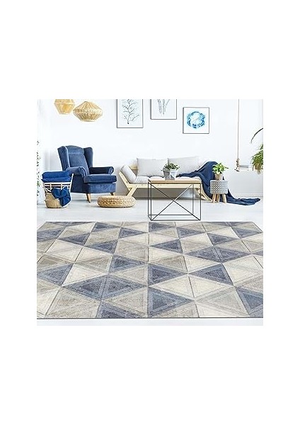 Latte Dizayn Bency Desenli Pamuk Tabanlı Yıkanabilen Kaydırmaz Antibakteriyel Salon Halısı 200X300