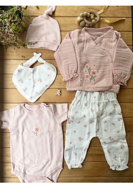 Moinoi %100 Pamuk Müslin 5 'li Hastane Çıkışı-Pembe fiyatları