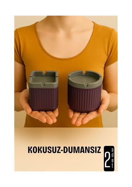 Kokusuz Dumansız Küllük - 2 Li Küllük Seti Kafe Küllüğü Restoran Küllüğü Masaüstü Küllük