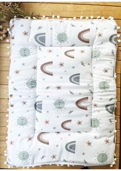 Gökkuşağı Desenli Çift Katlı Müslin ve Waffle Kumaş Alt Açma , Yastık ve Battaniye 3’lü Set 40×70 Tek Ebat fiyatları